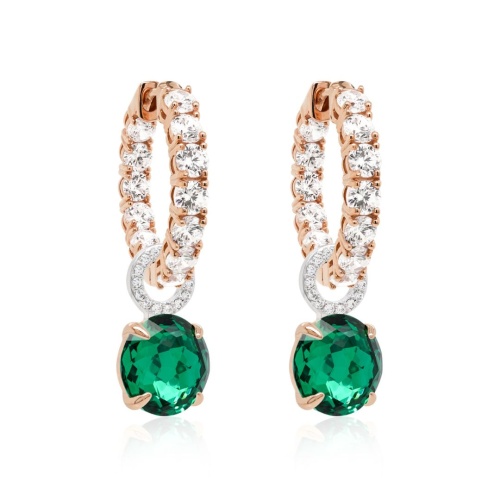 Sparkling Electric Earring Set Majestic Green Rose gold-plated prongs