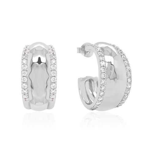 Textured Halo Maxi Earrings Rhodium plated