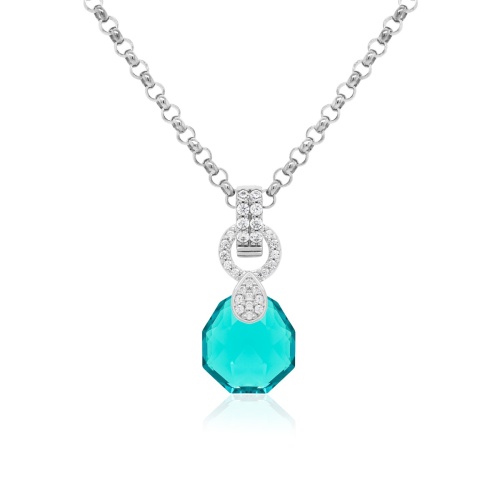 Pear Drop Necklace set Blue Zircone