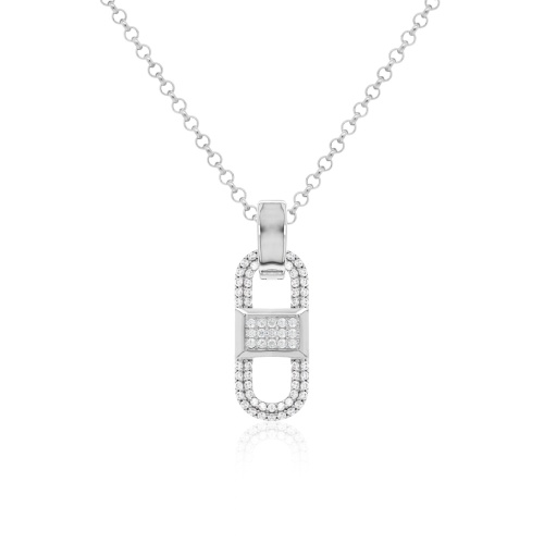 "ALL IN" Sparkling Fabulous Link Necklace set Rhodium plated