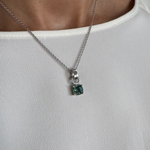 Charm Necklace Set Rhodium plated Erinite