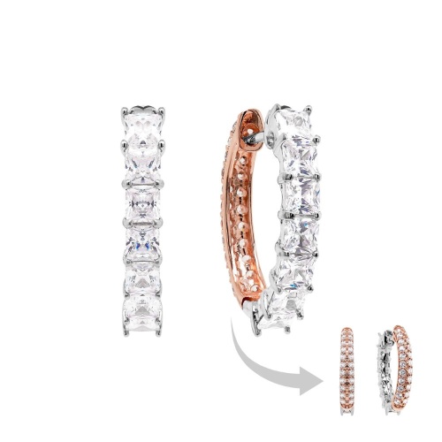 Two-sided base earrings Rhodium / Rose gold-plated