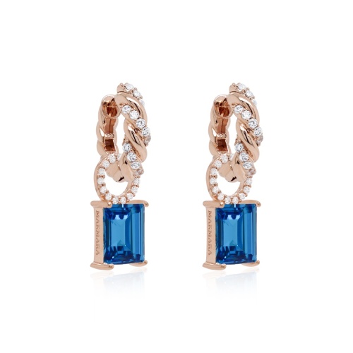 Sparkling Knotty & Ice Blue Princess Baguette earring set Rose gold plated