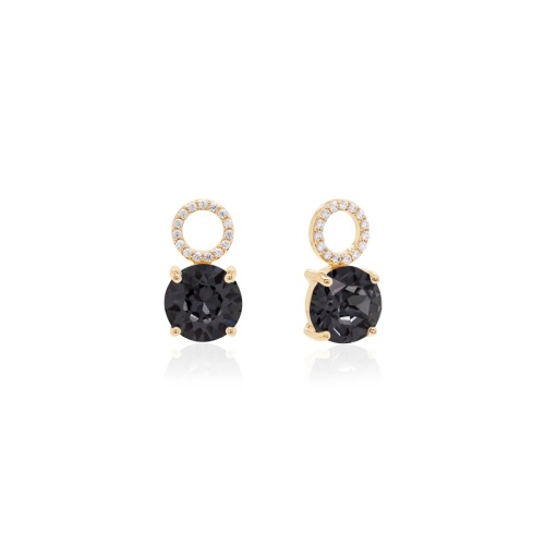 Round Stone Earring charms Yellow gold-plated Graphite