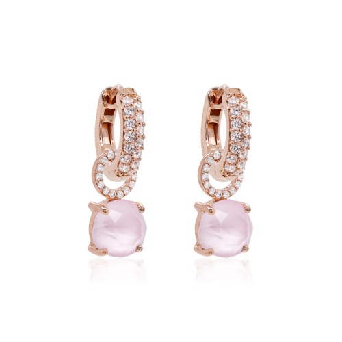 Round Charm Earring set Rose goldplated Powder Rose