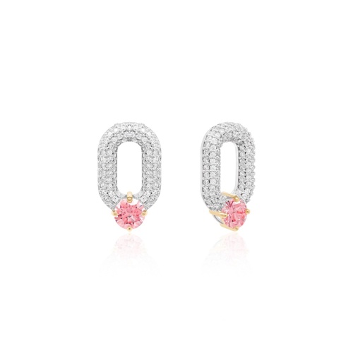 Oval Drop Link Charms Yellow Gold-plated Fancy Pink