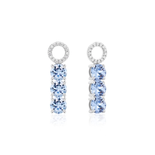 Tennis Trio Earring Charms Rhodium plated Lt Sapphire