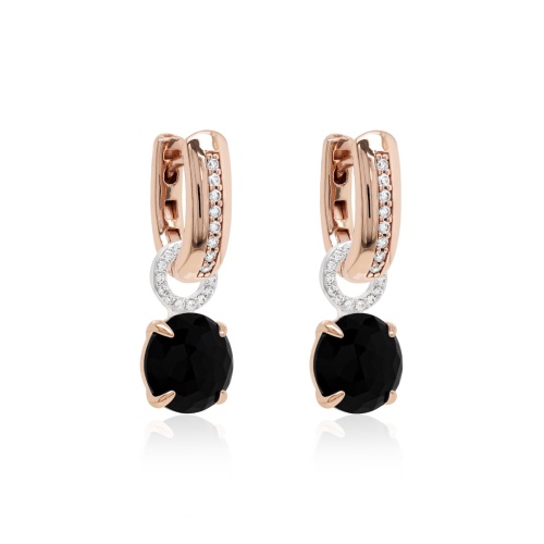 Moder Classics & Jet Round Stone earring set rose gold plated