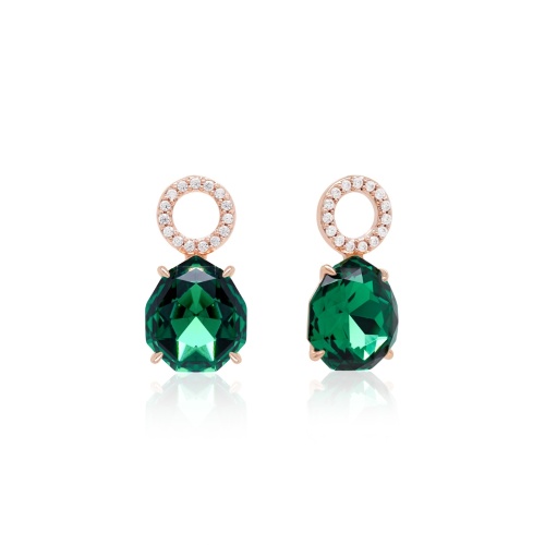 Sparkling Drop Earring Charms Rose gold-plated Majestic Green