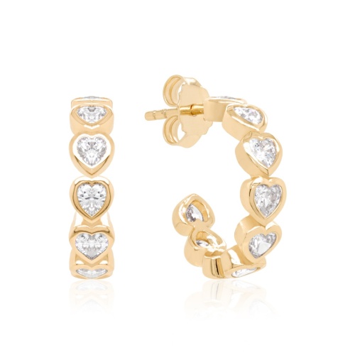 Heart Halo Stud Earrings Yellow Gold Plated