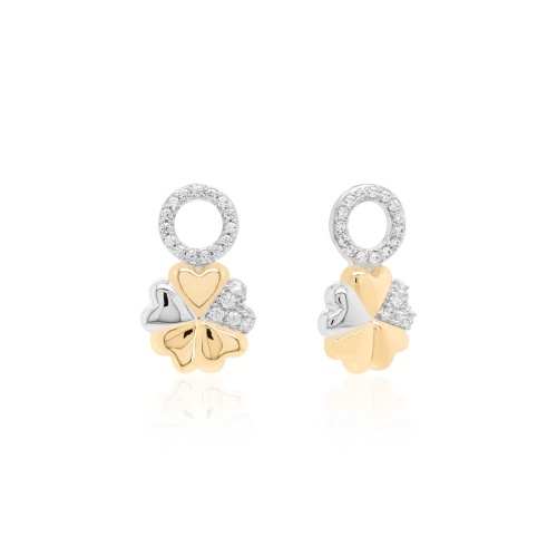 Clover Heart Earring  charms Rhodium/Yellow gold plated