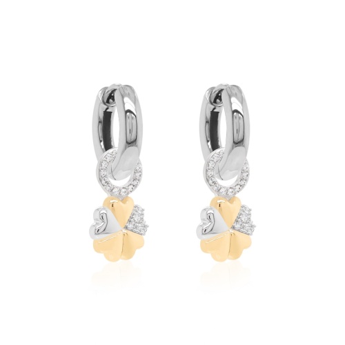 Clover Heart Earring  set Rhodium/Yellow gold plated