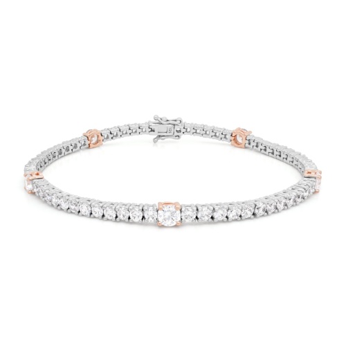 Accent Stone Tennis Bracelet Rhodium/Rose Gold-plating