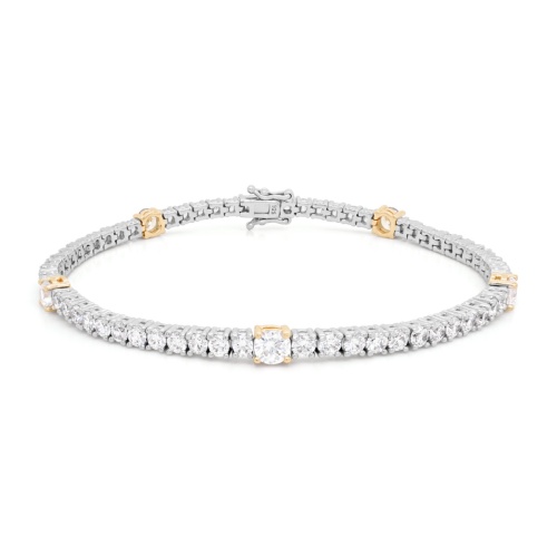 Accent Stone Tennis Bracelet Rhodium/Yellow Gold-plating