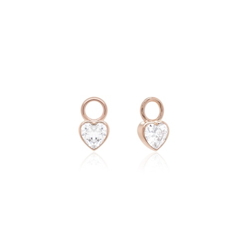 Zirconia Petite Heart Earring Charms Rose gold-plated