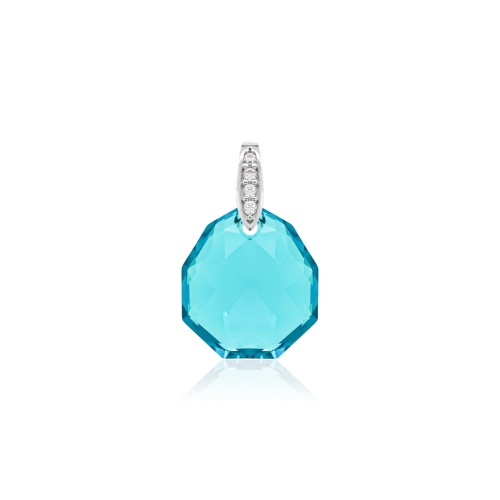 Pear Drop Pendant Rhodium plated Blue Zircone