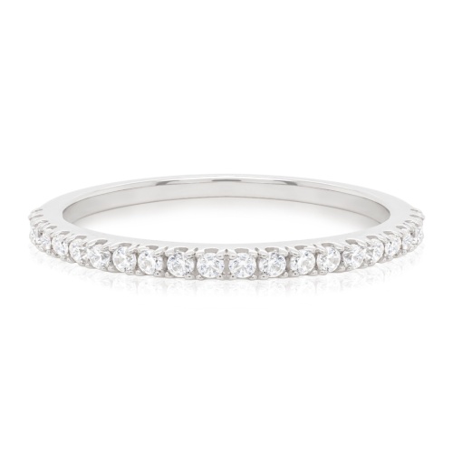 Petite Pavé Stacking Ring Rhodium plated