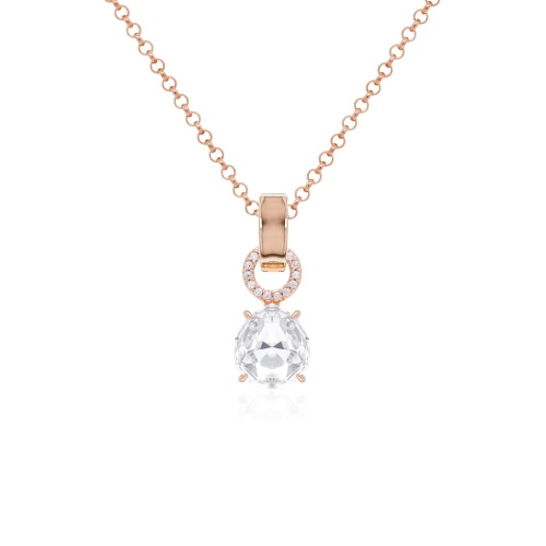 Drop Charm Necklace Set rose gold plated Crystal