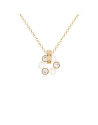 Pearl Crystal charm necklace Yellow gold plated