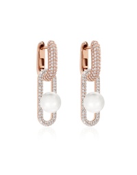 Fabulous Sparkling Pearl Link Earrings set Rose-gold plated