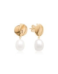 Liquid Gold Pearl Drop Earrings Yellow Gold plated 